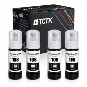 TCTK Kartuše s črnilom E-108BK 4-delni komplet črna združljiv z Epson L8000 Series L18050 L8050 L8100