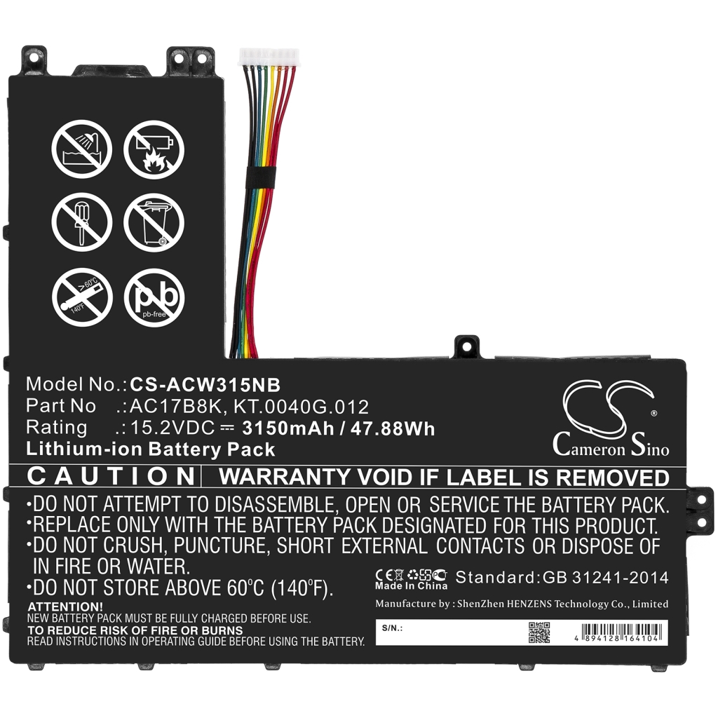 Kompatibilna zamenjava baterije za Acer AC17B8K,KT.0040G.012