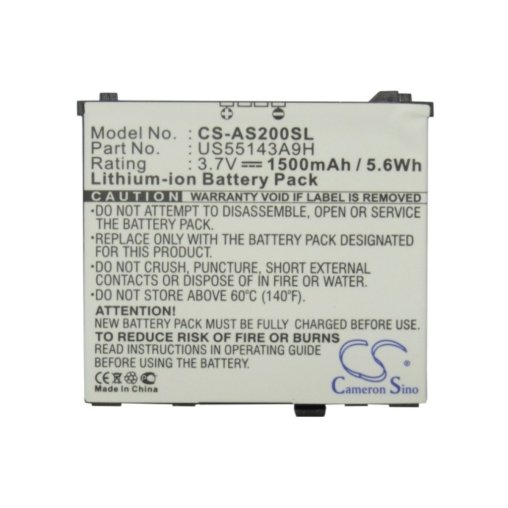 Bližnji pogled nalepke CS-AS200SL 3,7V 1500mAh
