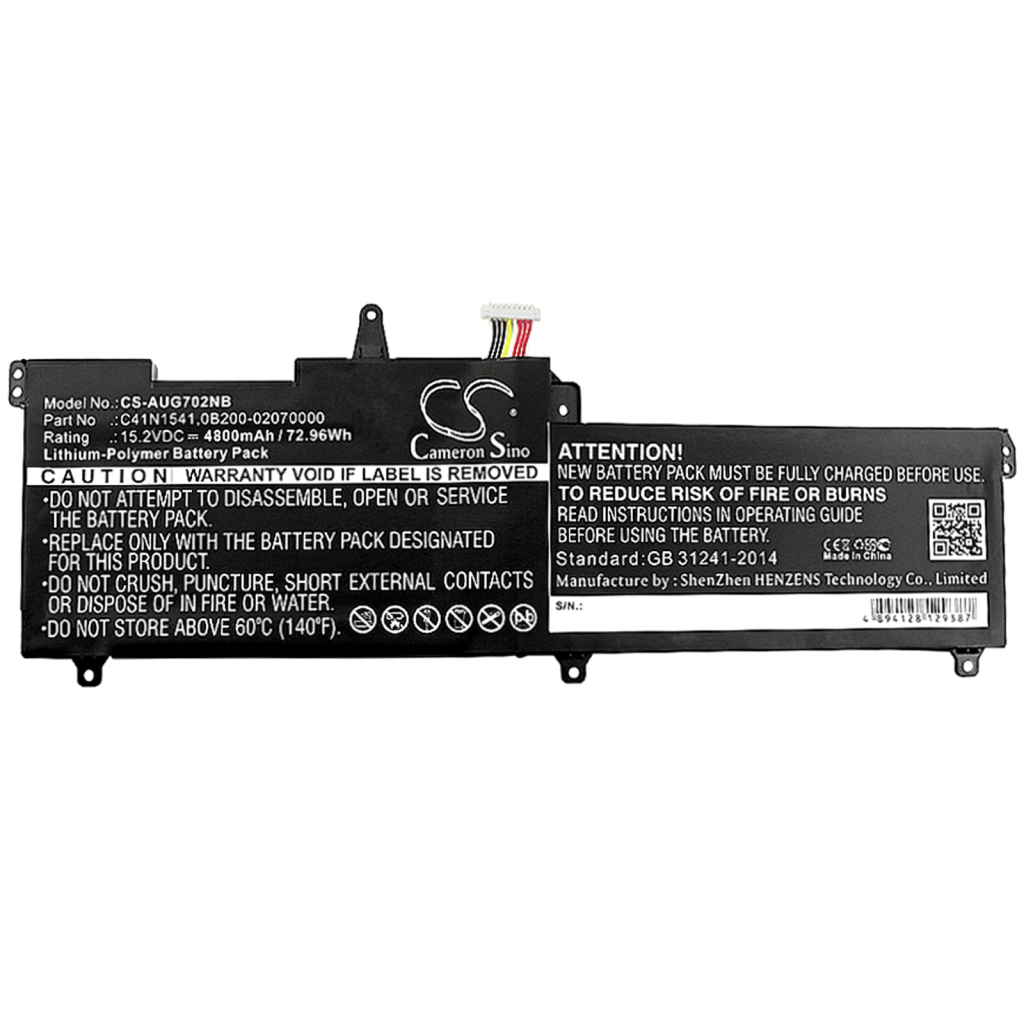 Kompatibilna zamenjava baterije za Asus 0B200-02070000,C41N1541
