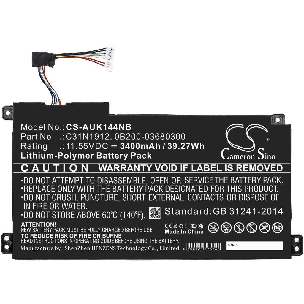 Kompatibilna zamenjava baterije za Asus 0B200-03680300,C31N1912