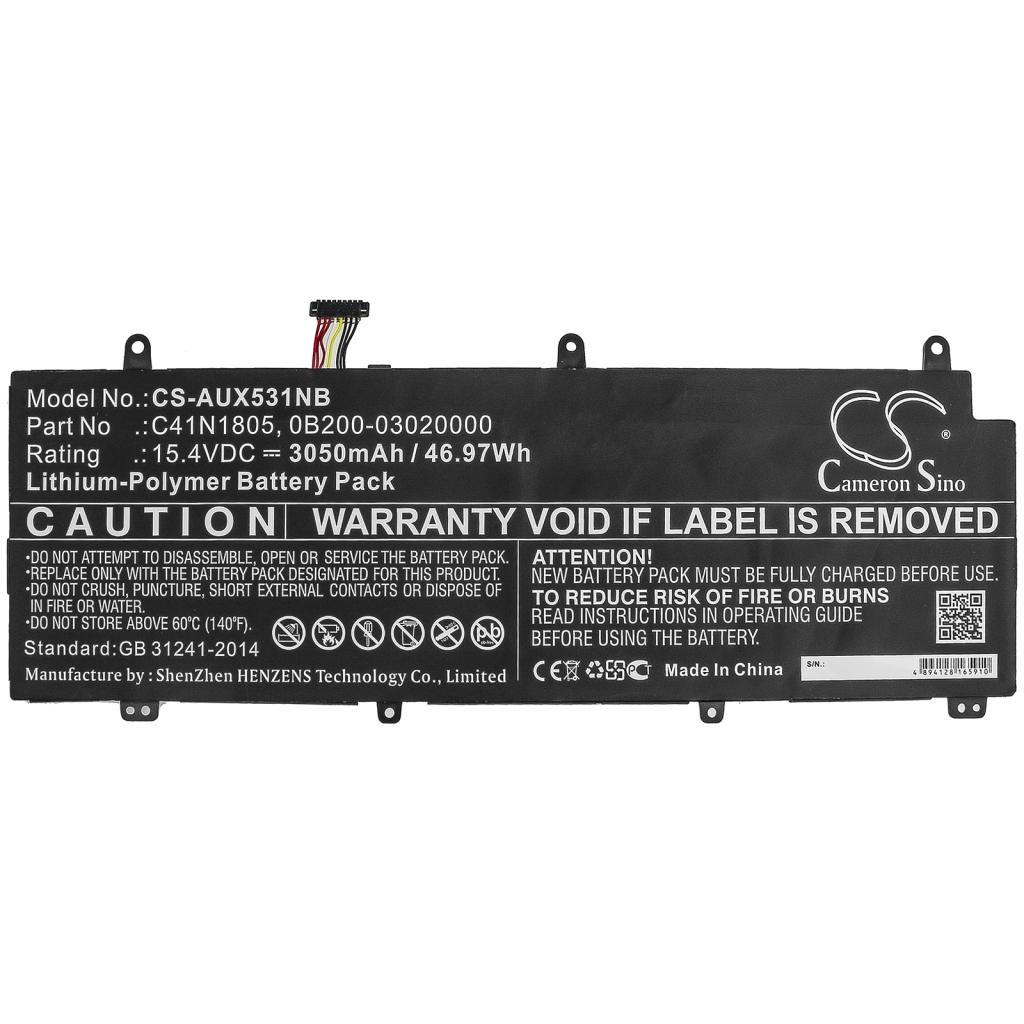 Kompatibilna zamenjava baterije za Asus 0B200-03020000,C41N1805