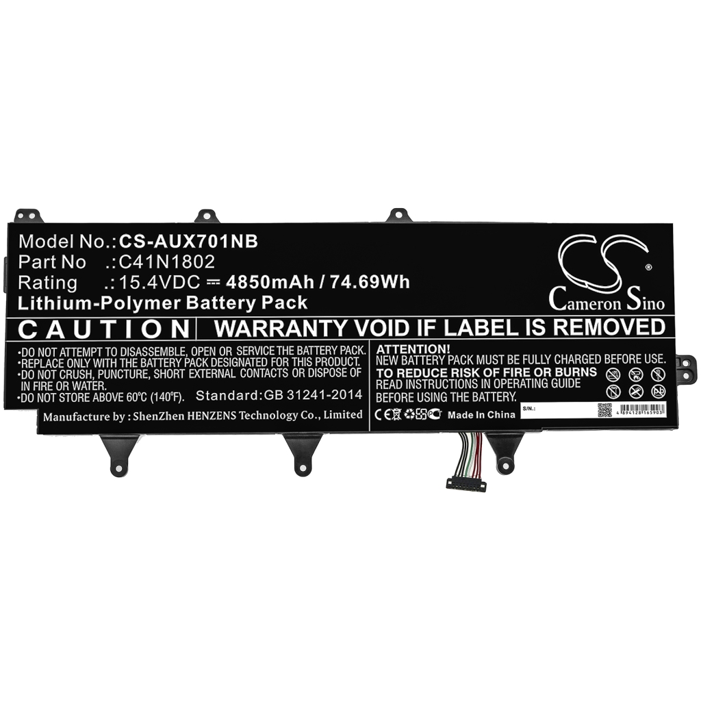 Kompatibilna zamenjava baterije za Asus 0B200-03140100,C41N1802