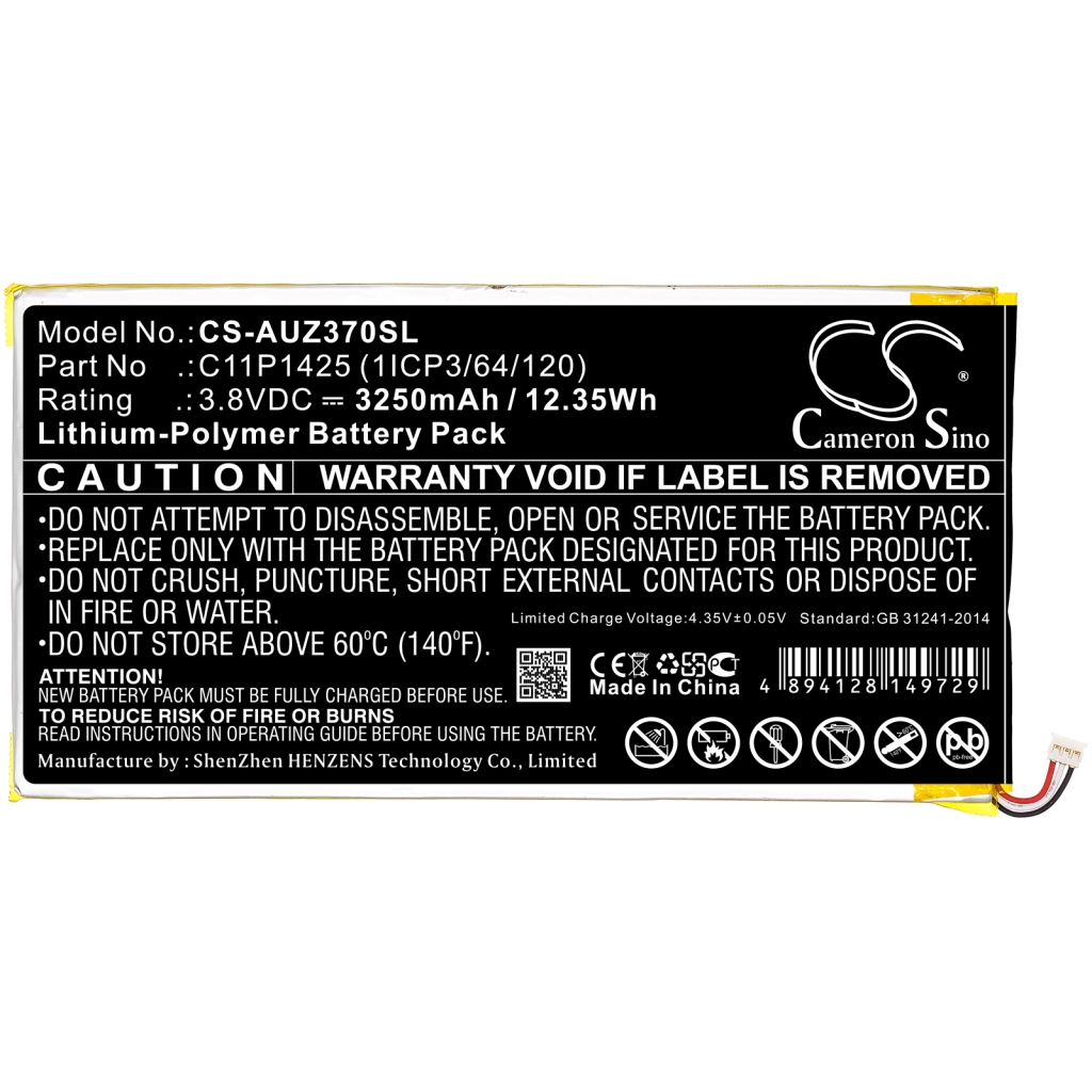Kompatibilna zamenjava baterije za Asus 0B200-01510100,C11P1425 (1ICP3/64/120)