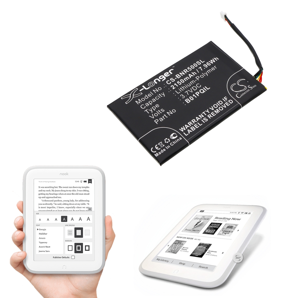 Baterija za Ebook, e-bralnik Barnes & noble CS-BNR500SL