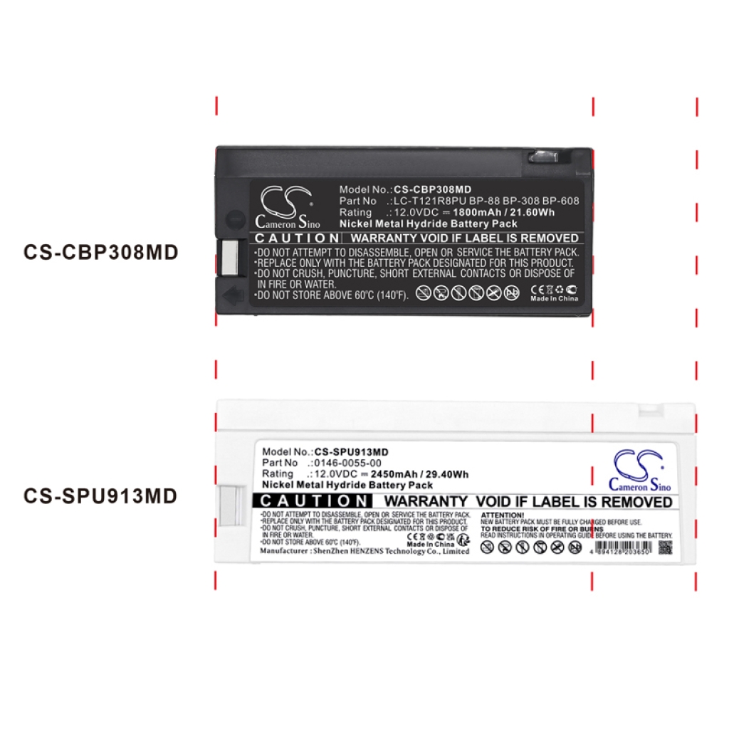 Battery compatible with GE Draeger Spacelabs Colin medical Chinon Criticare systems Curtis mathes Jcpenney Keller medical Magnavox Medical industries Memorex Cardiac science CS-CBP308MD