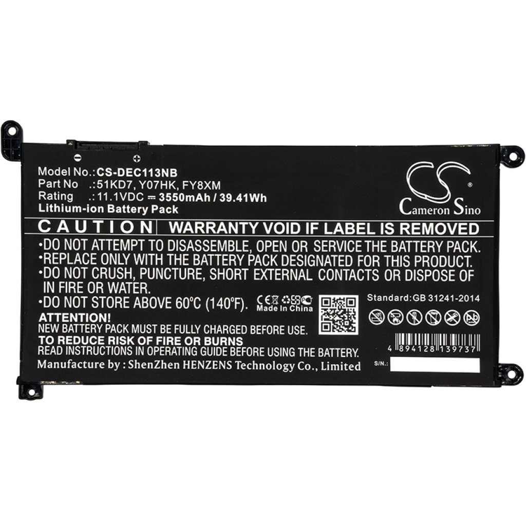 Kompatibilna zamenjava baterije za DELL 51KD7,FY8XM,Y07HK