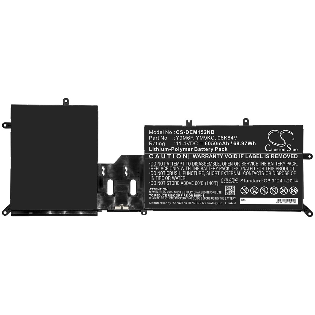 Kompatibilna zamenjava baterije za DELL 08K84V,Y9M6F,YM9KC