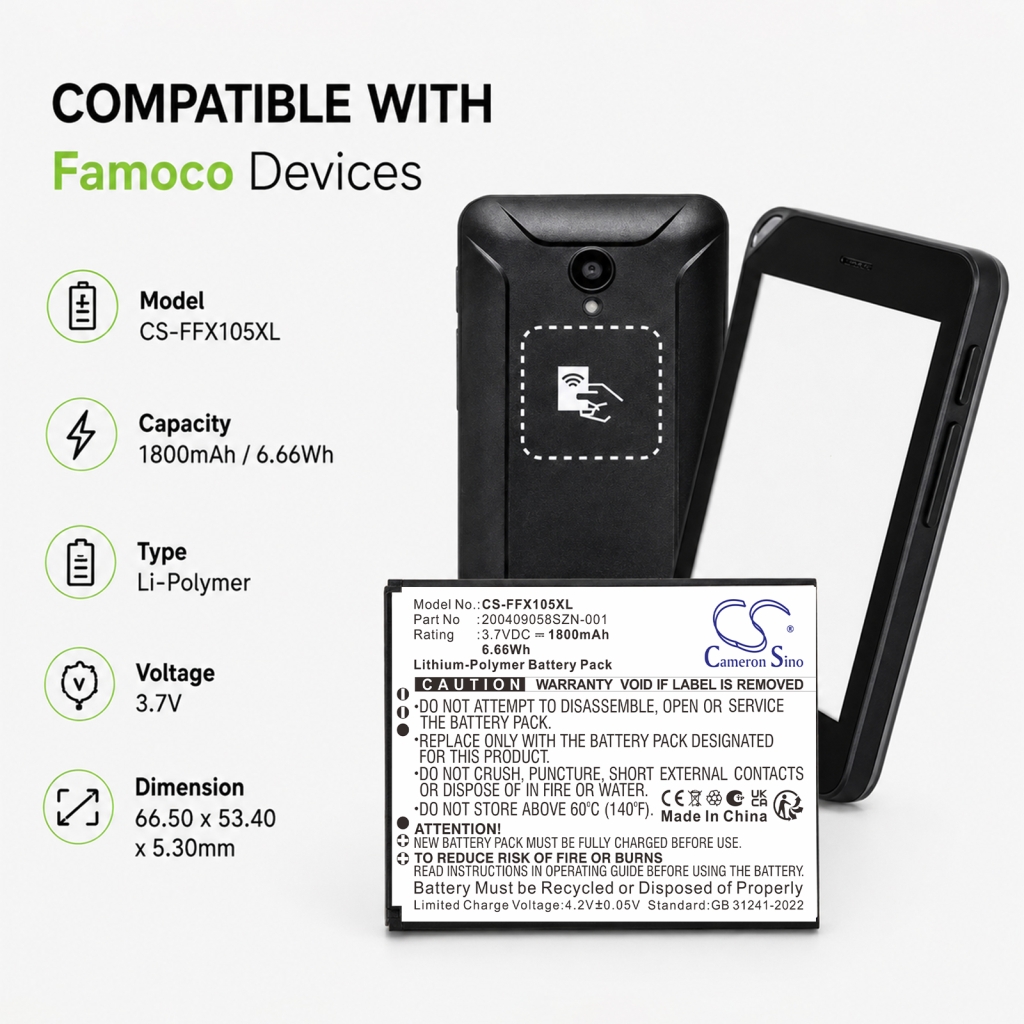 Battery compatible with Famoco