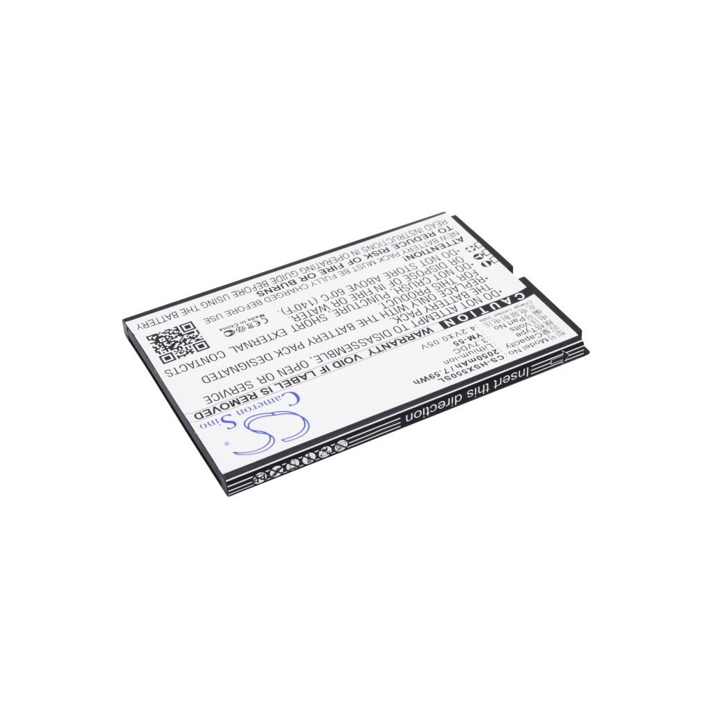 Flat battery CS-HSX550SL — angled rear view with mirrored label text