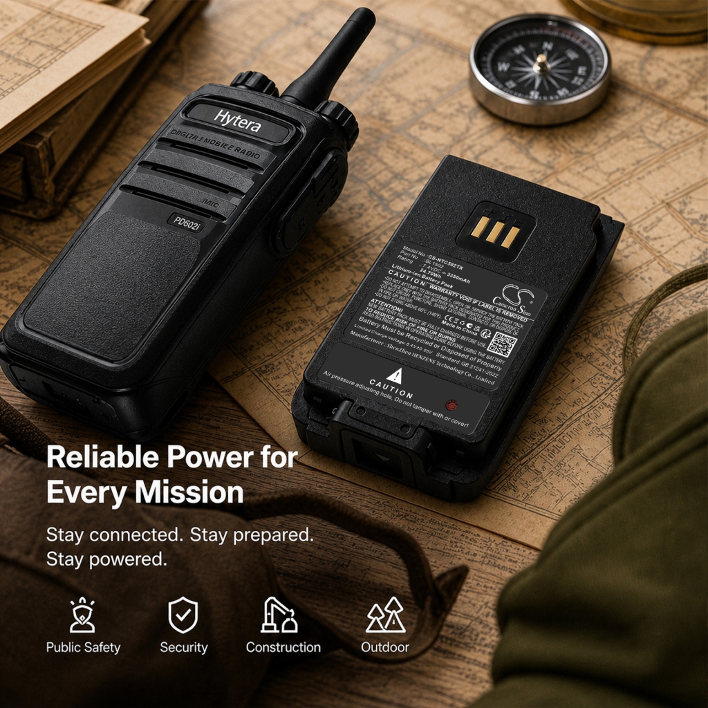 Battery compatible with HYT Hytera CS-HTC502TX