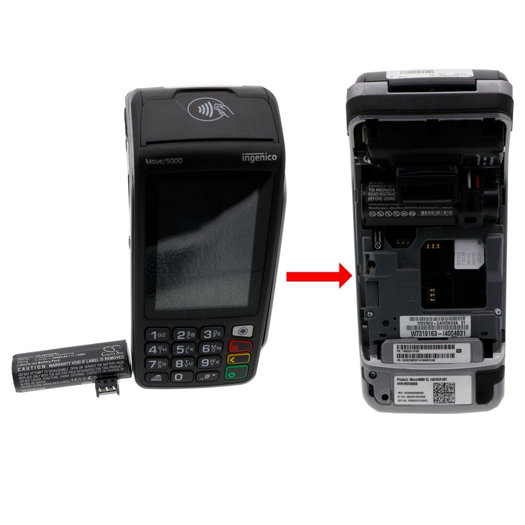 Kompatibilna zamenjava baterije za Ingenico F12433179,F26402376,PBI61726