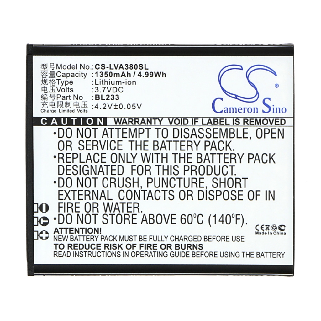 Baterija za mobilni telefon Lenovo A3600-D (CS-LVA380SL)