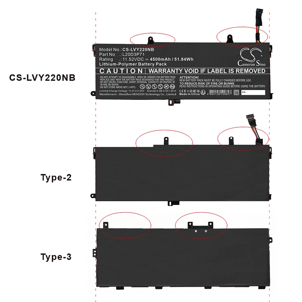 Baterija za prenosnik Lenovo CS-LVY220NB