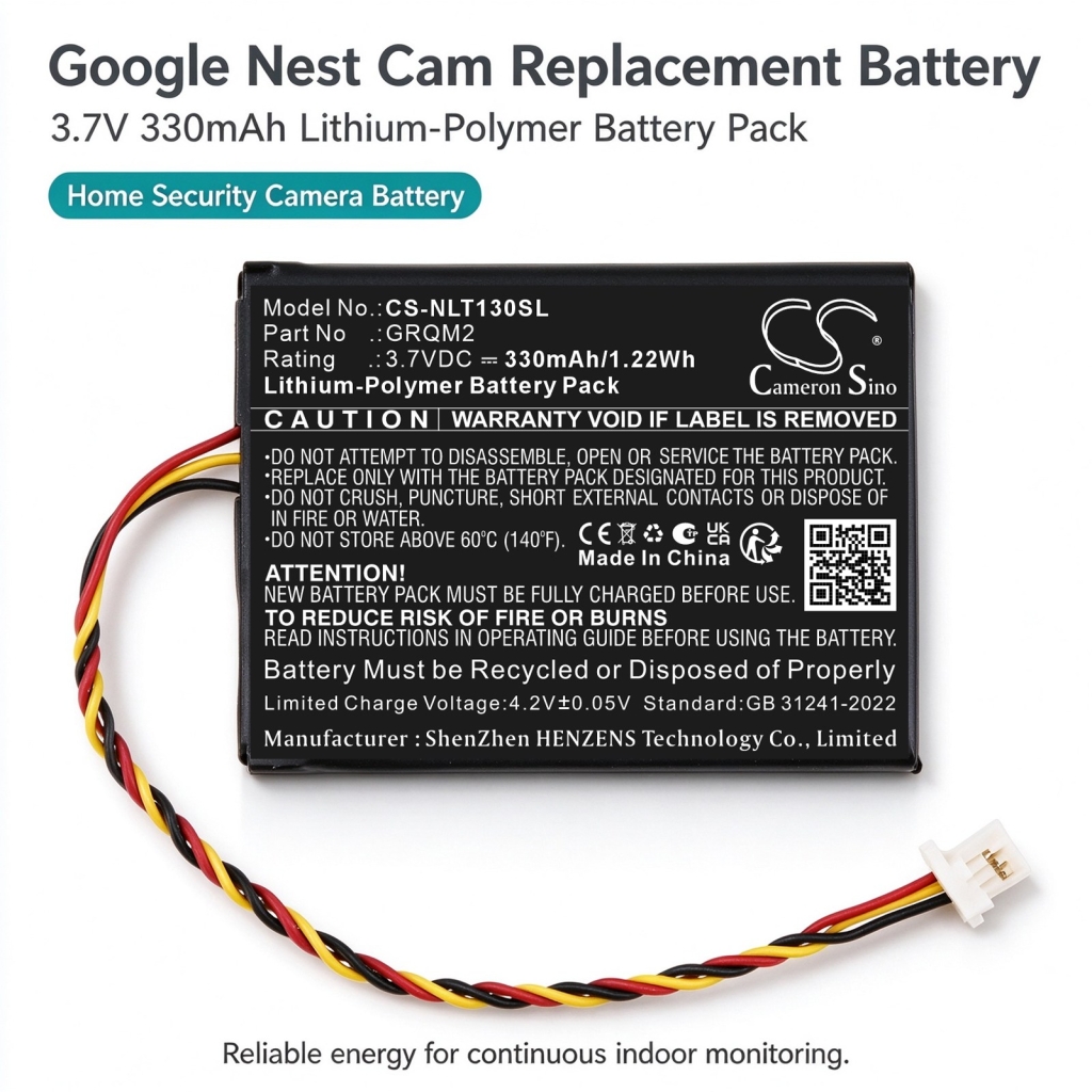 Batteries compatible with Google Nest Cam CS-NLT130SL