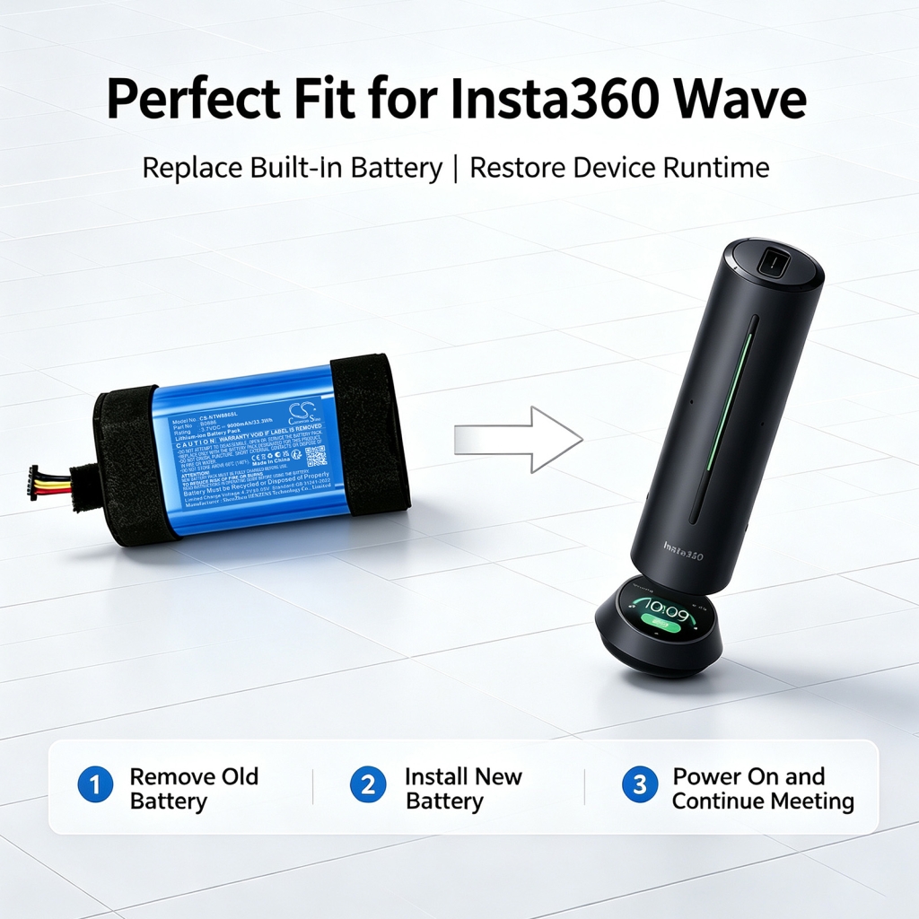 Baterije združljivo z Insta360 Wave AI-Powered Speakerphone CS-NTW886SL