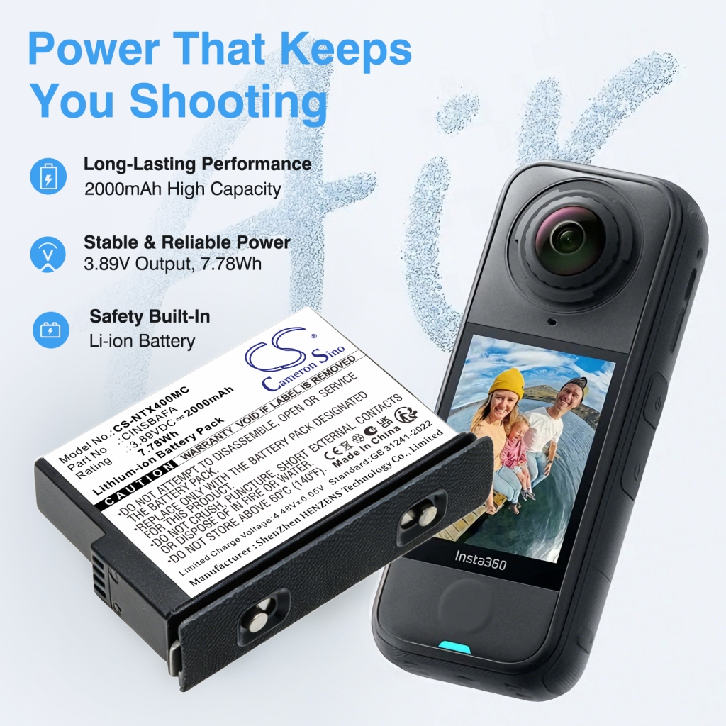 Battery compatible with Insta360