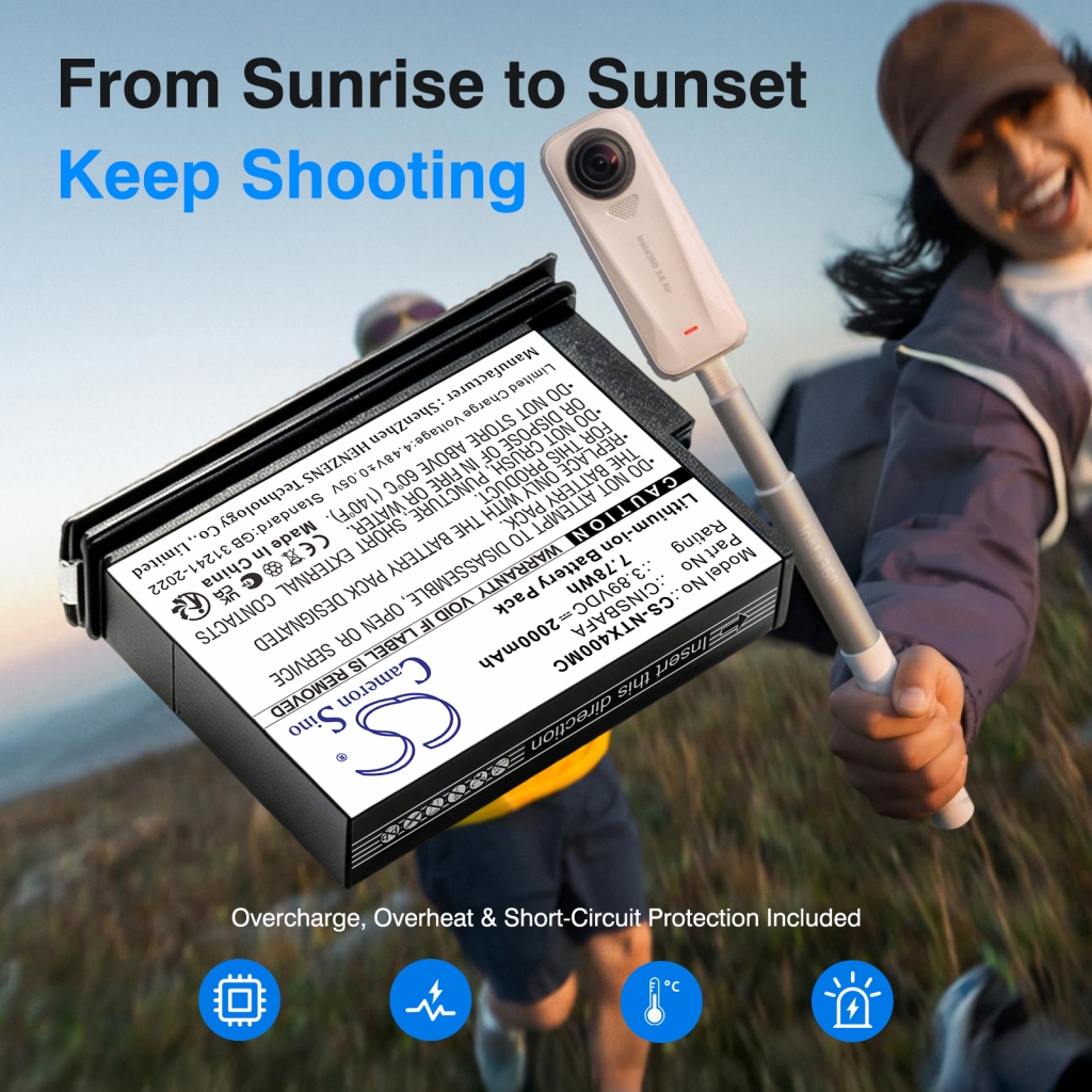Battery compatible with Insta360
