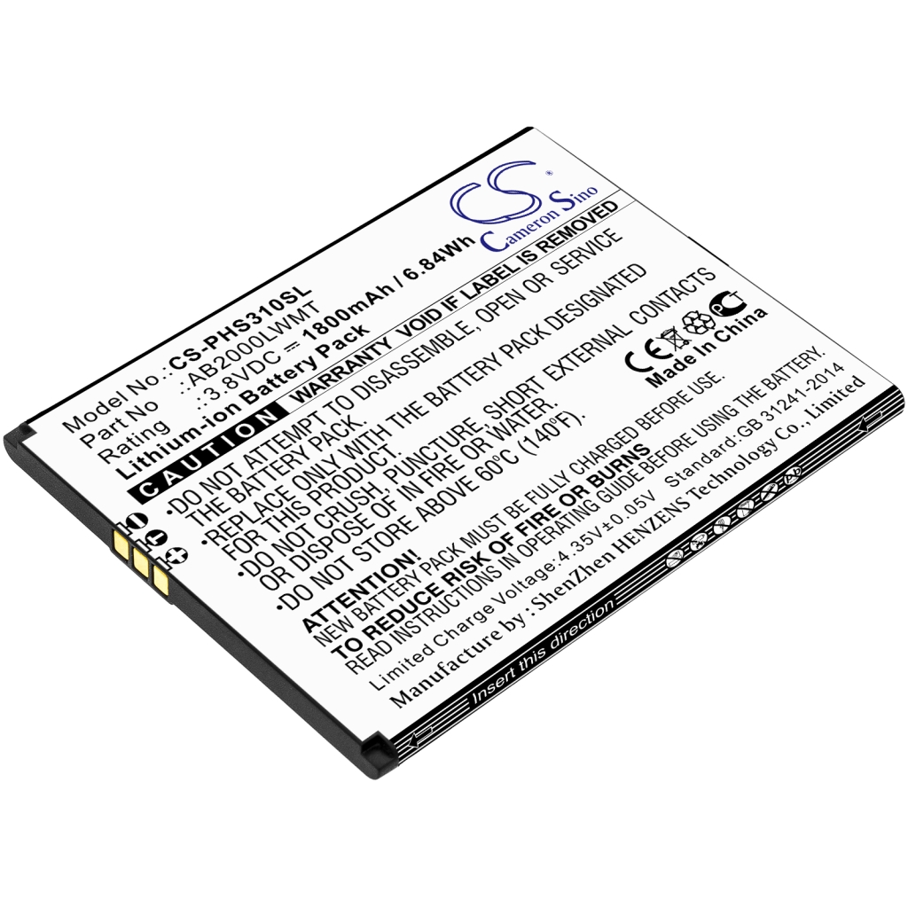 Kompatibilna zamenjava baterije za Philips AB2000LWMT