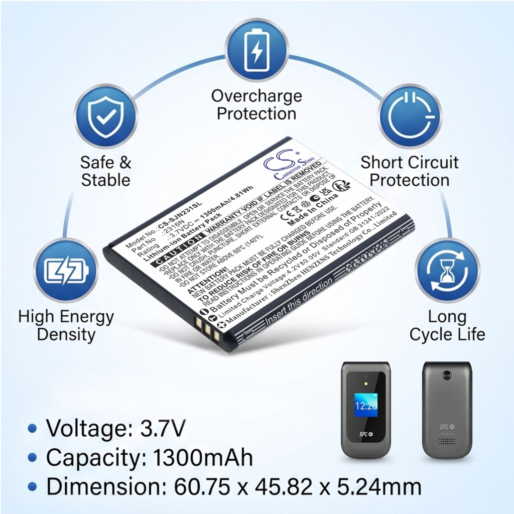 Baterije združljivo z SPC Jasper 2 4G 2316N 2327N CS-SJN231SL