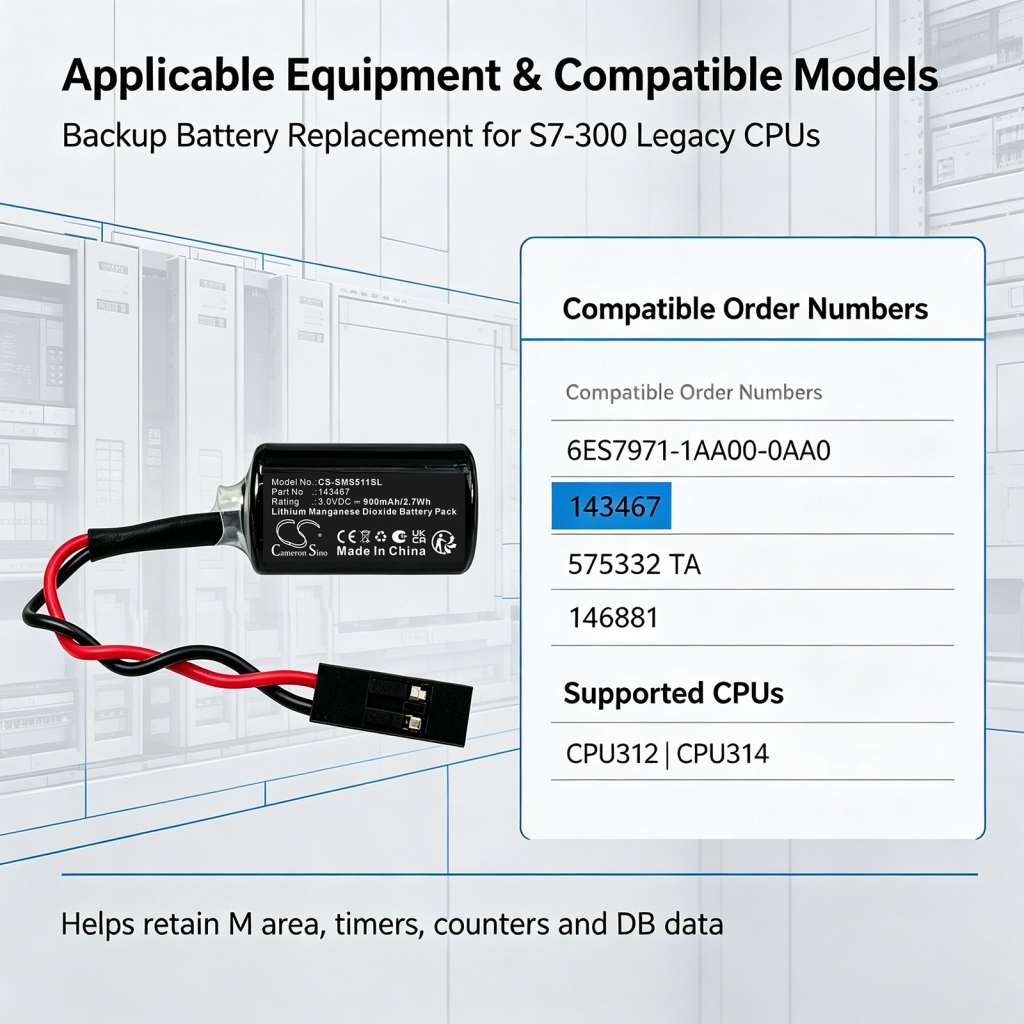 Batteries compatible with Siemens Simatic S5-100U S5-90U S5-95U CS-SMS511SL