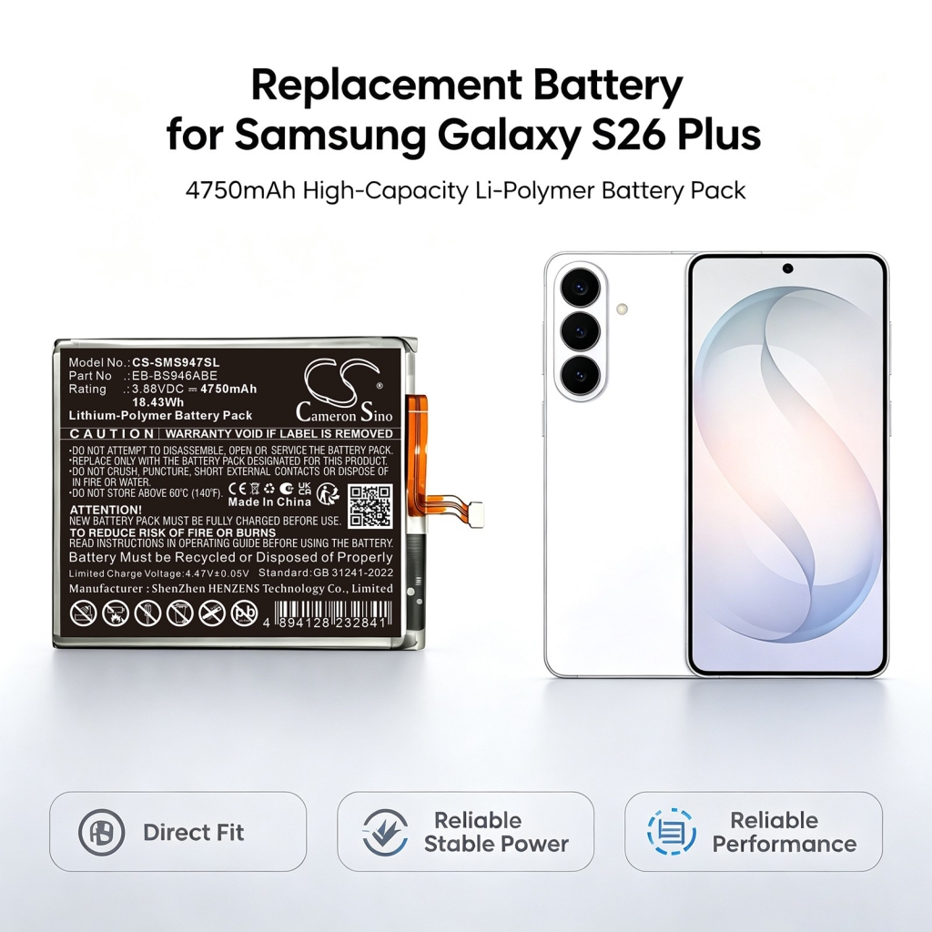 Baterije združljivo z Samsung Galaxy S26 Plus S26+ CS-SMS947SL