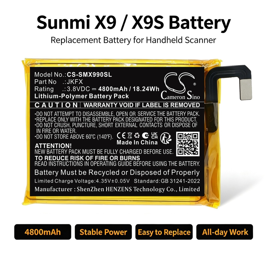 Baterije združljivo z Sunmi X9 X9 CS-SMX990SL