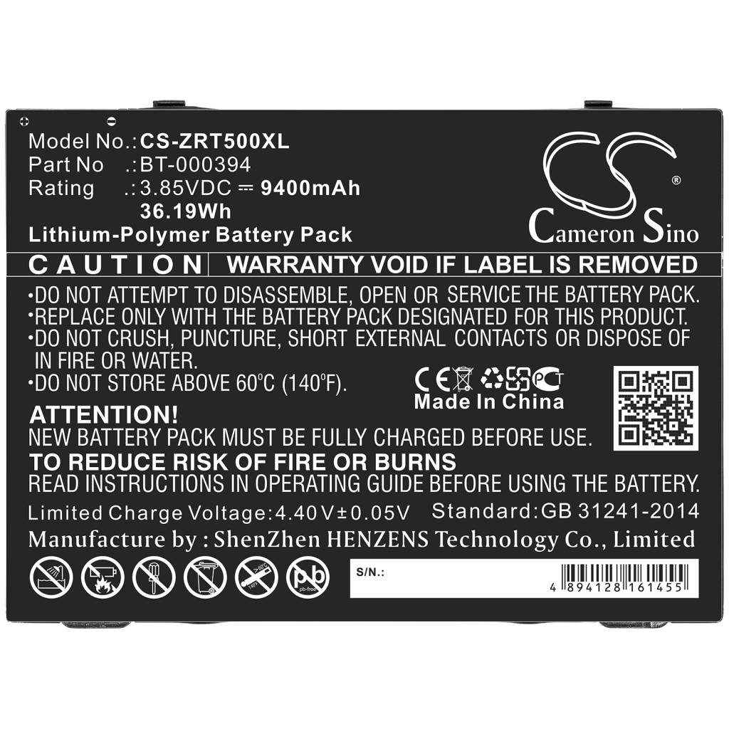 Tablet Battery Zebra CS-ZRT500XL