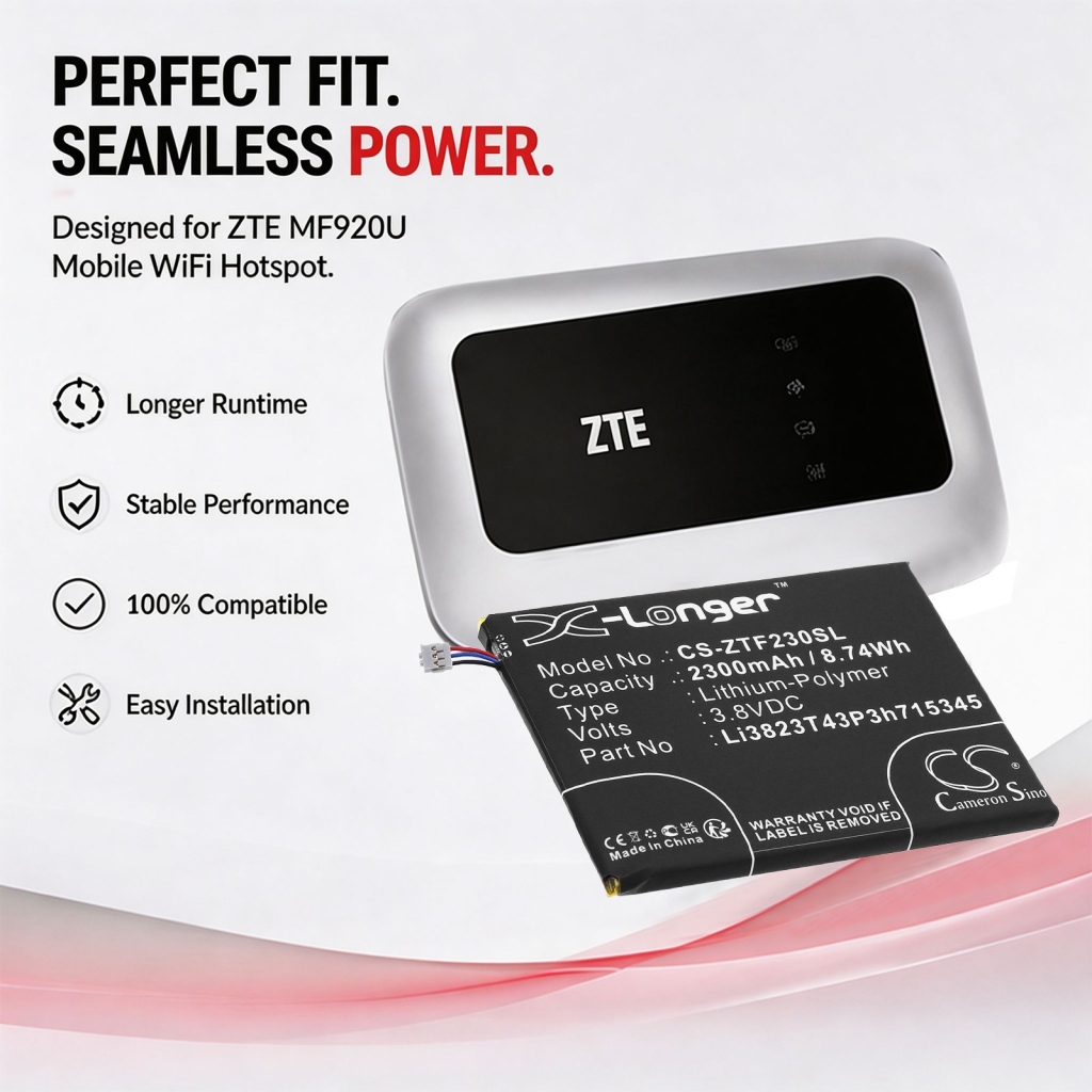 Batteries compatible with ZTE MF910 MF910 4G LTE CS-ZTF230SL