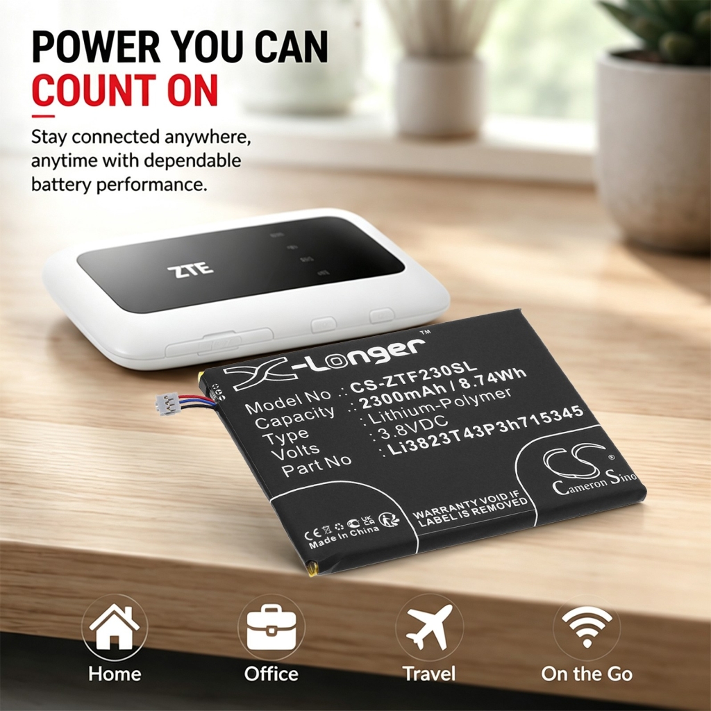 Batteries compatible with ZTE MF910 MF910 4G LTE CS-ZTF230SL