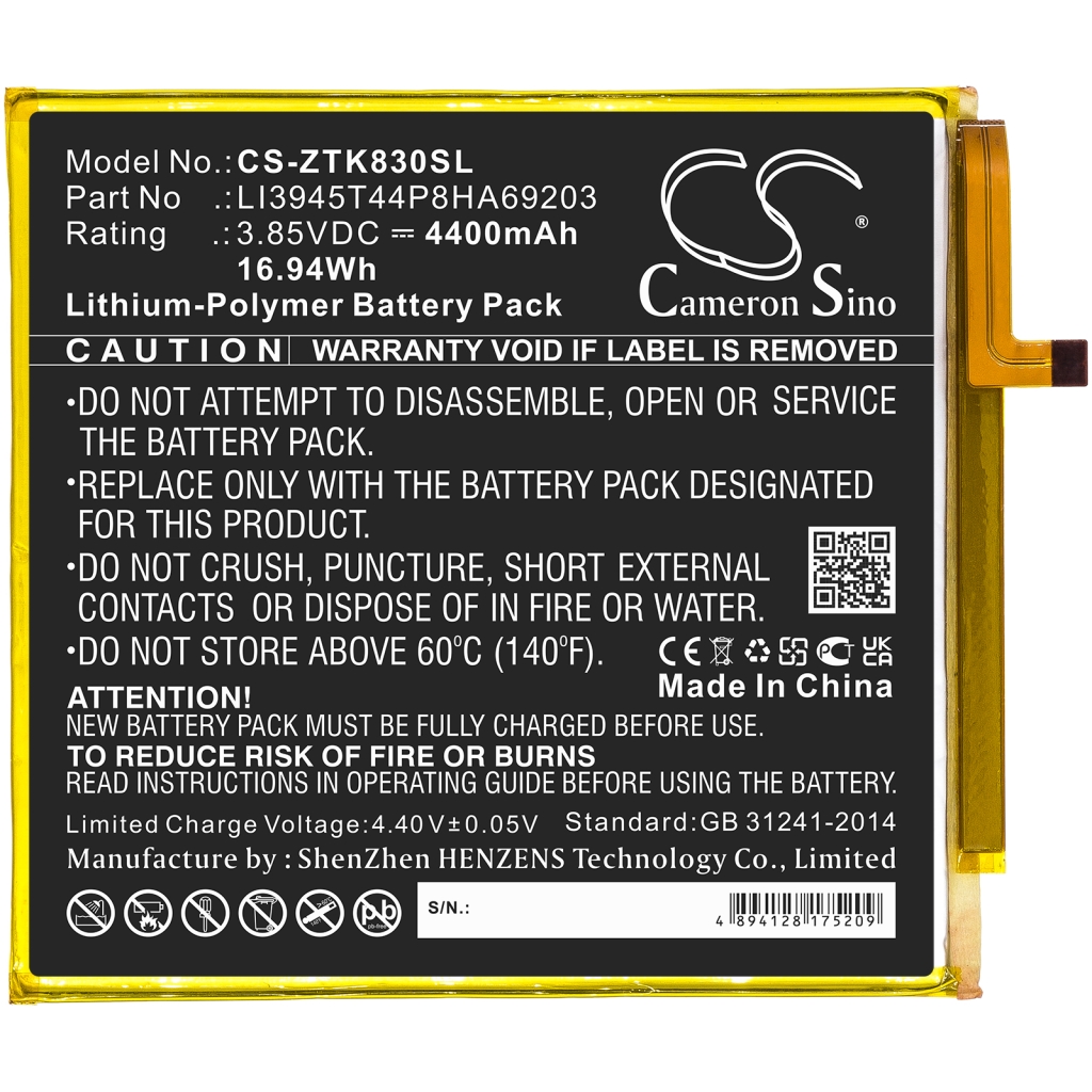Kompatibilna zamenjava baterije za ZTE LI3945T44P8HA69203
