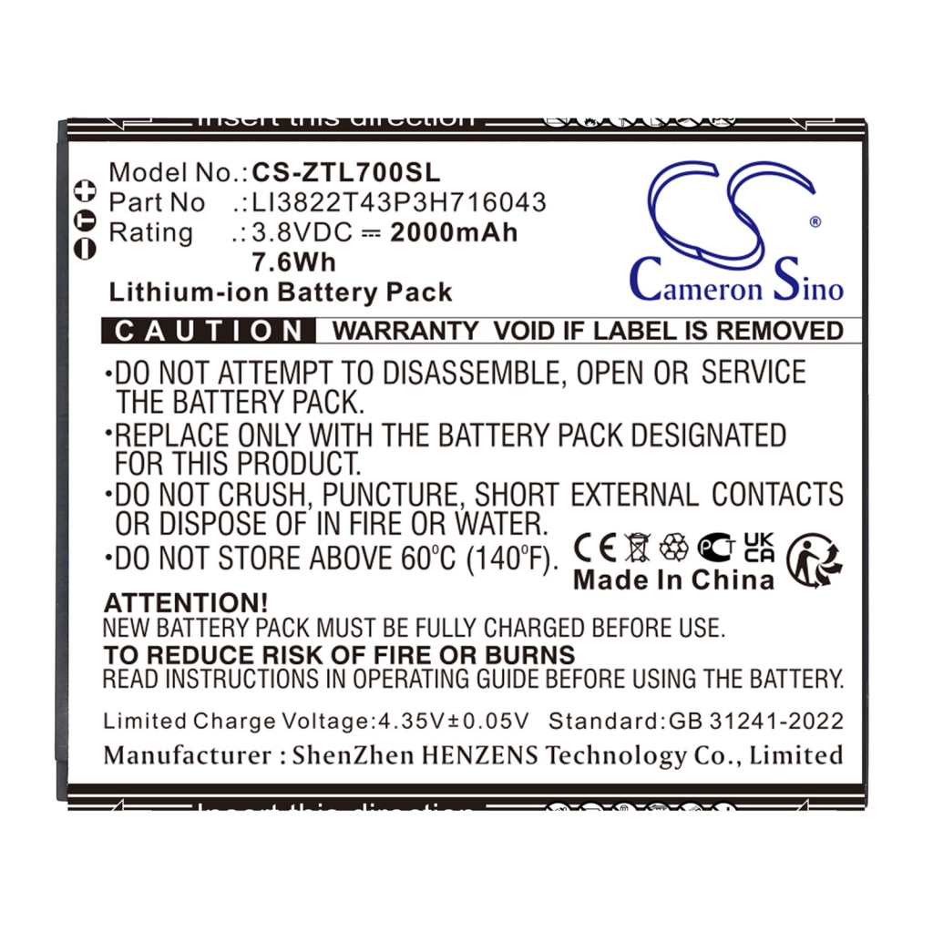 Mobile Phone Battery ZTE CS-ZTL700SL